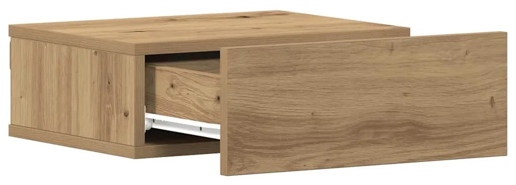 Mesa de cabeceira flutuante em carvalho artesanal 40x32x15 cm