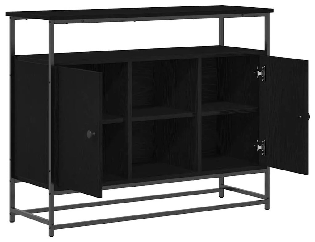 Buffet vidaXL Preto Carvalho 100x35x80 cm Madeira Engenharia e Aço