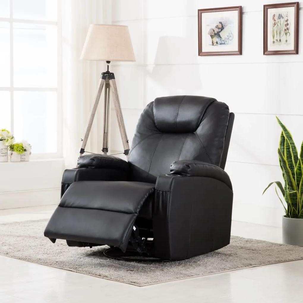246635 vidaXL Cadeira de massagem reclinável couro artificial preto