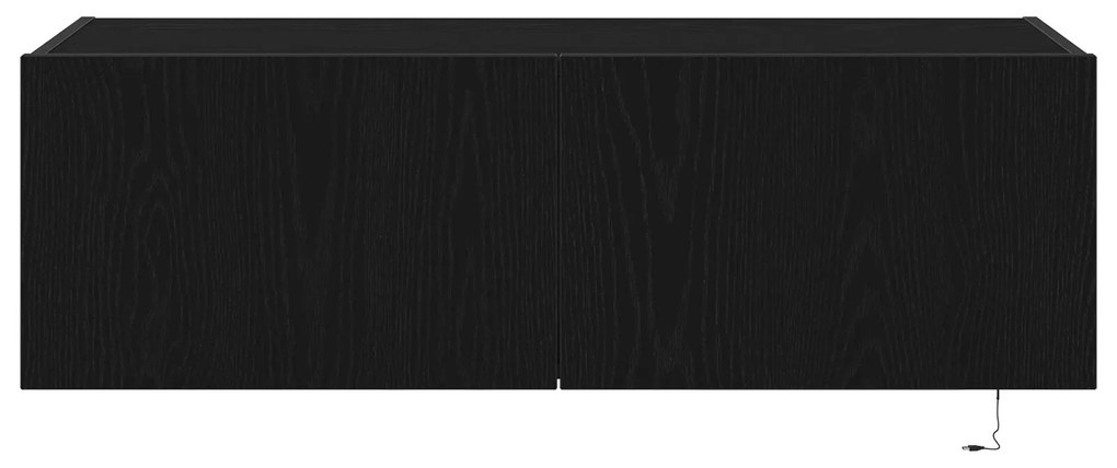 Armário de TV vidaXL com Luzes LED Carvalho Preto 100x35x31 cm