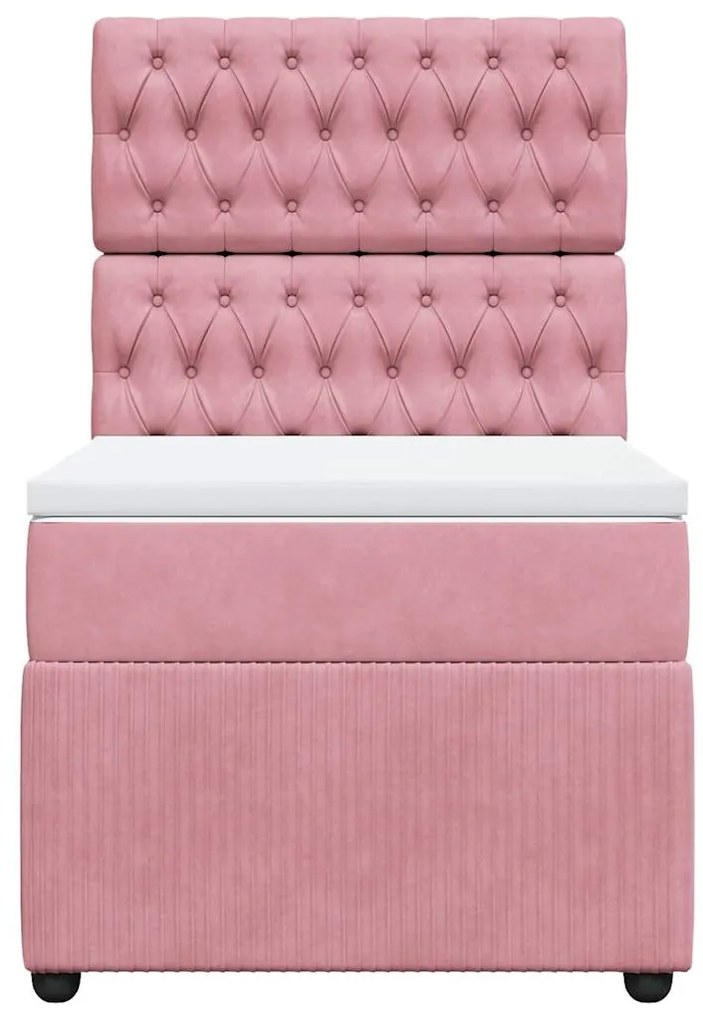 Cama com molas/colchão 90x200 cm veludo rosa