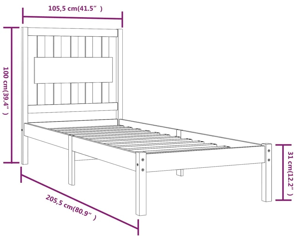 Estrutura de cama 100x200 cm pinho maciço