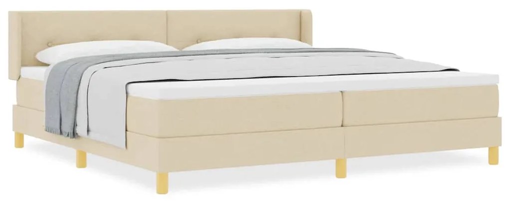 Cama Box com Colchão Creme, 200 x 200 cm, Tecido