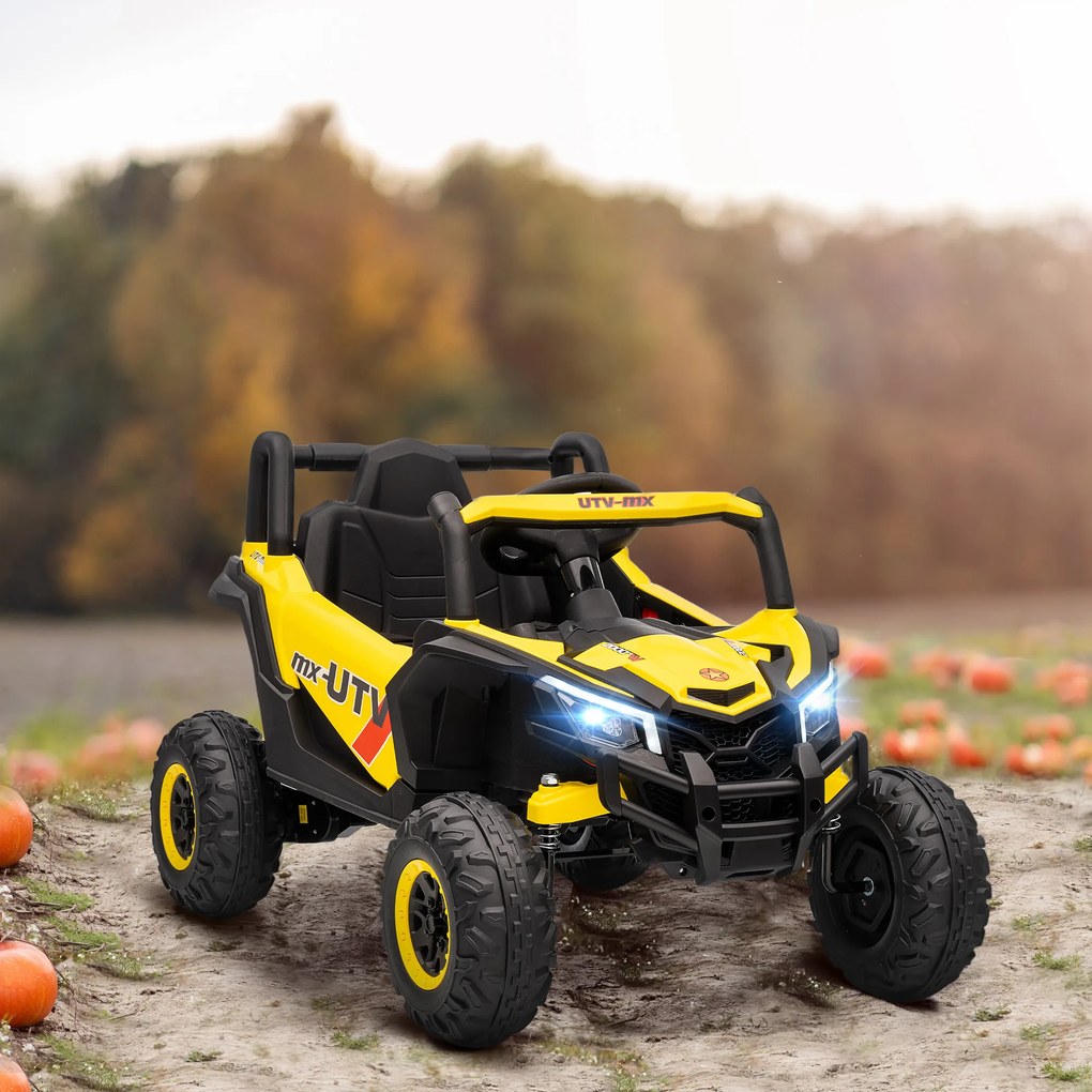 Carro elétrico infantil UTV de 12 V, buggy elétrico infantil com controlo remoto, 96 x 61 x 56 cm, amarelo
