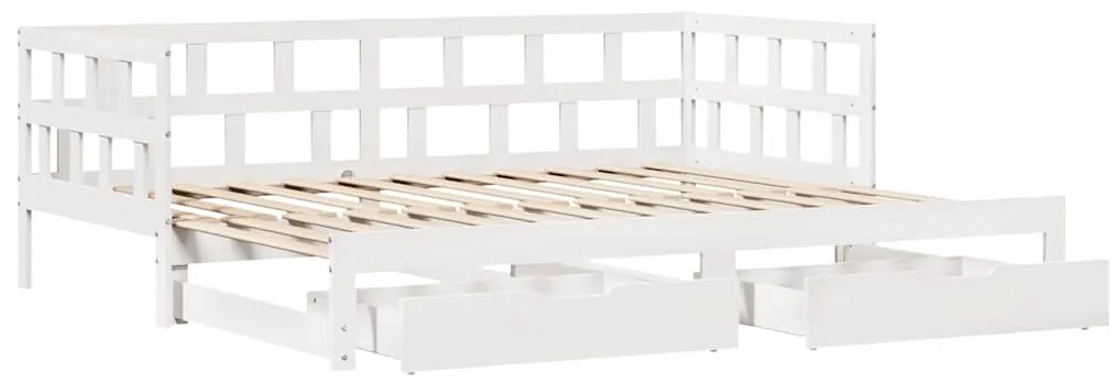 Sofá-cama com gavetão e gavetas sem colchão 90x200 cm branco