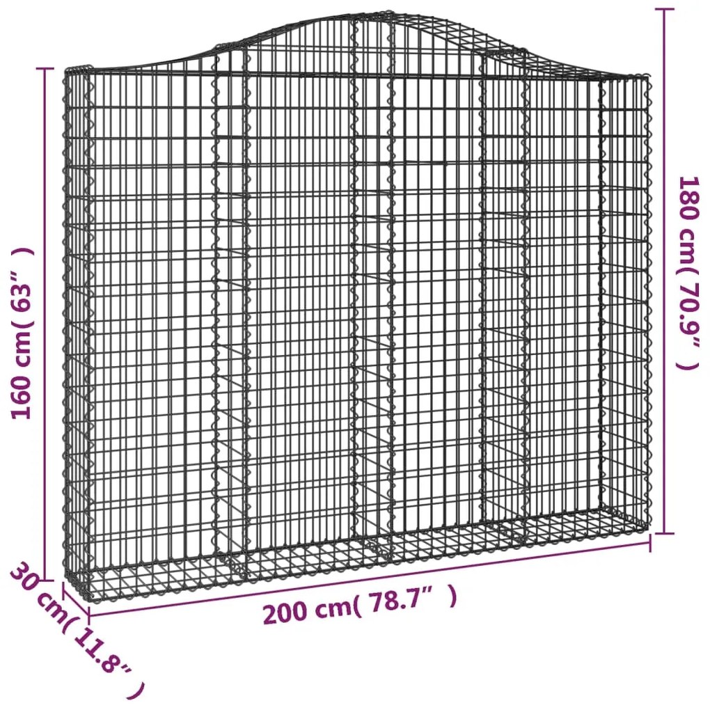 Cestos gabião arqueados 9pcs 200x30x160/180cm ferro galvanizado