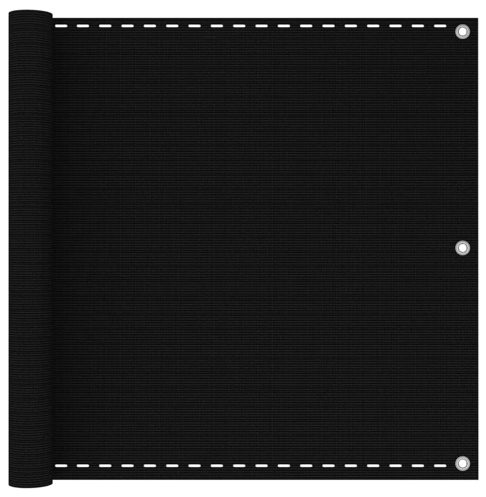 vidaXL Tela de varanda 90x400 cm PEAD preto