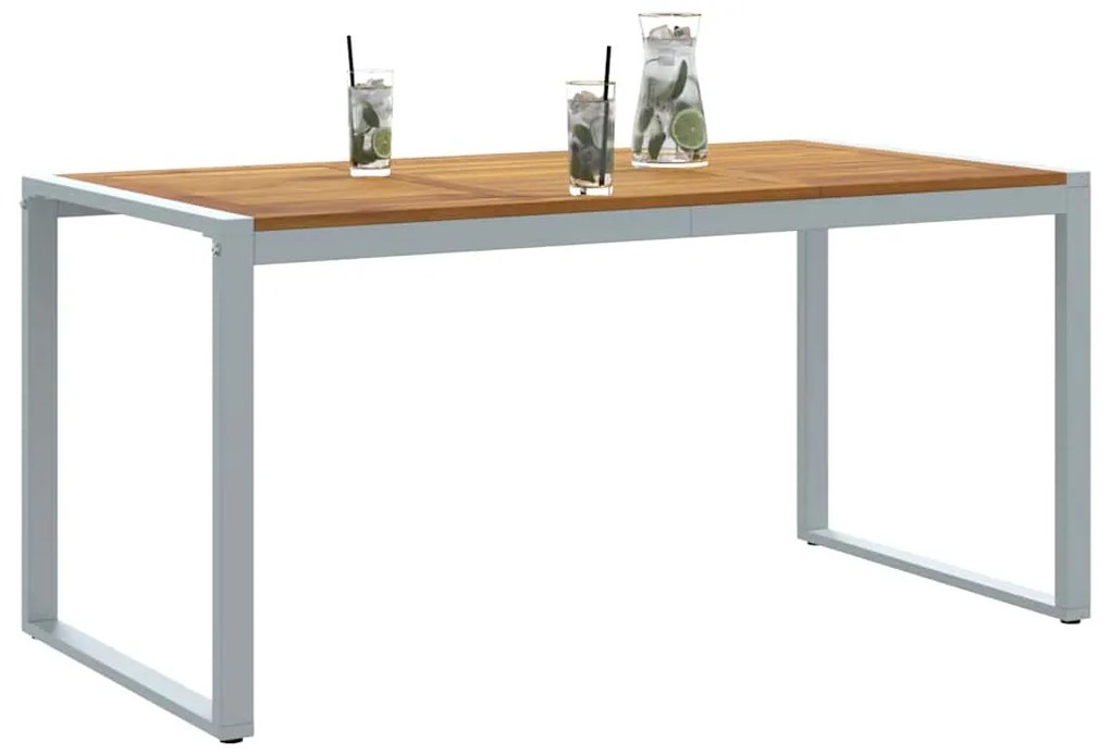Mesa de Jantar Externa vidaXL Cinza 160x80x75 cm Aço e Madeira Sólida