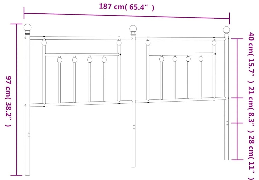 Cabeceira de cama 180 cm metal branco