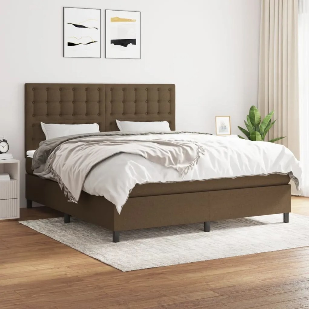 vidaXL Cama com molas/colchão 180x200 cm tecido castanho-escuro