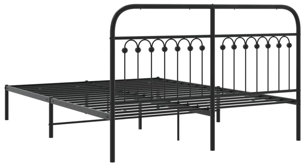 Estrutura de cama em metal com cabeceira 150x200 cm preto