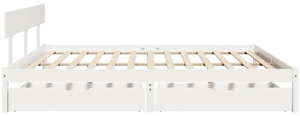 Cama sem colchão 200x200 cm madeira de pinho maciça branco