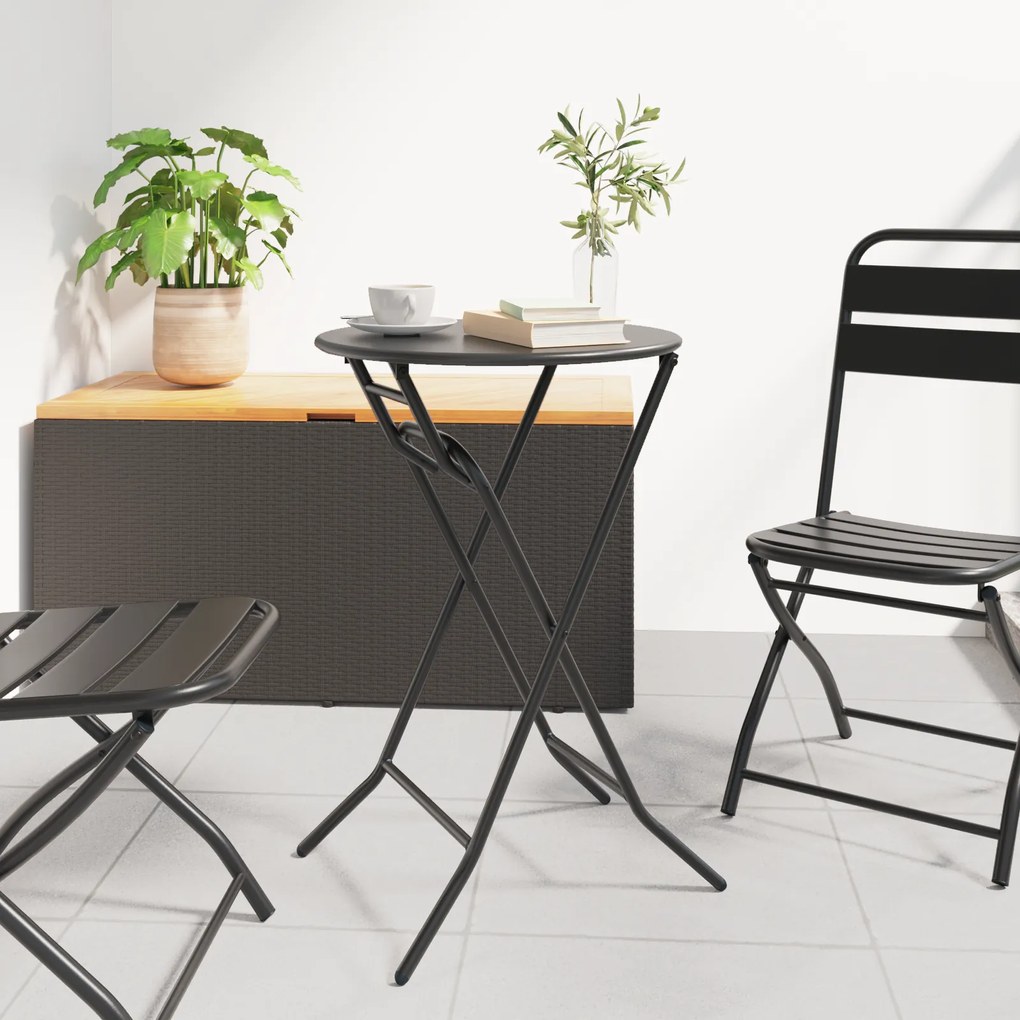 vidaXL Mesa de Jardim Dobrável Antracite Ø50x72 cm Aço