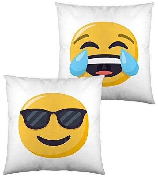 Almofada com Enchimento Emoji Face with Tears of Joy and Smiling with Sunglasses (40 x 40 cm)