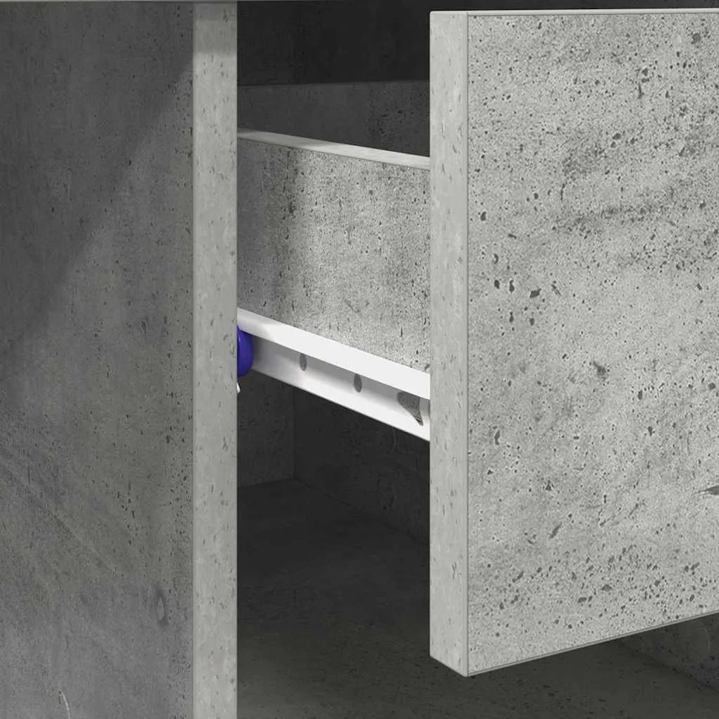 Mesa com armazenamento cinza concreto 90x49.5x75 cm madeira engenheira