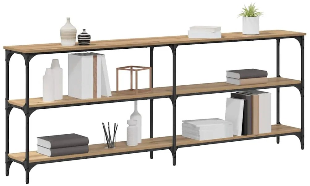 mesa de console Carvalho Artesanal 200x29x75 cm Madeira Técnica