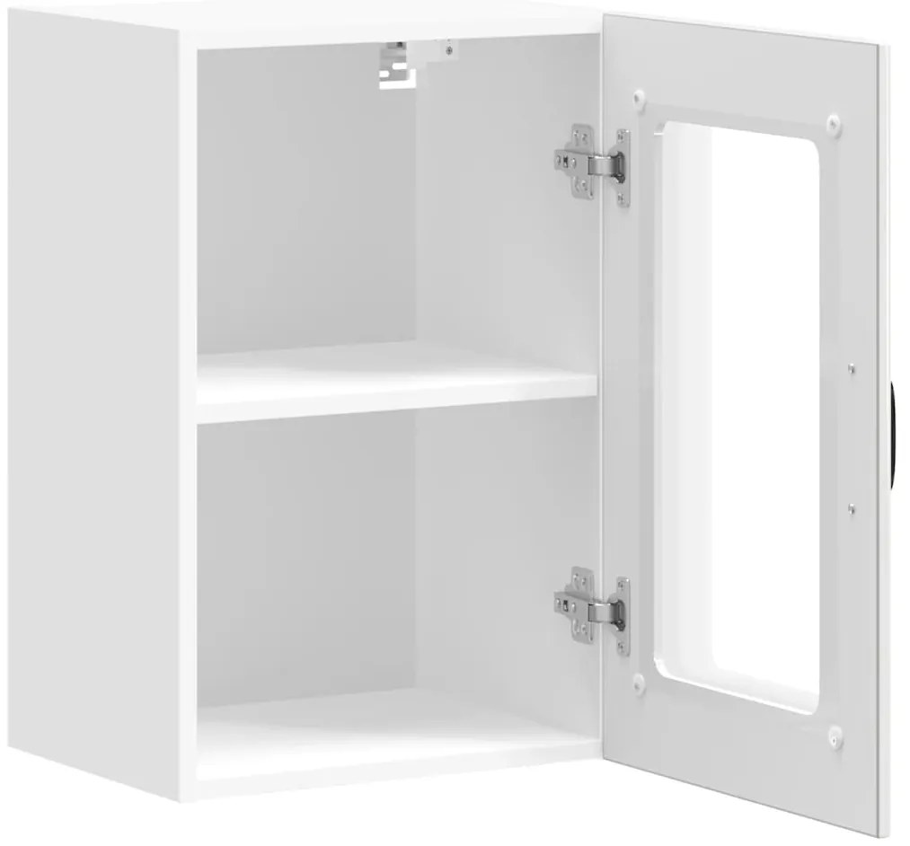 Armário de parede cozinha porta vidro Lucca branco brilhante