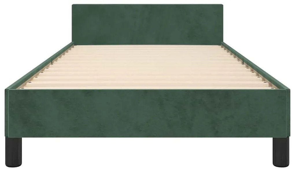 Estrutura de cama sem colchão 100x200 cm veludo verde-escuro