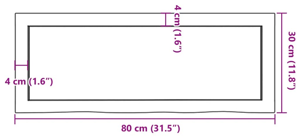 Prateleira de parede 80x30x(2-4) cm carvalho maciço não tratado