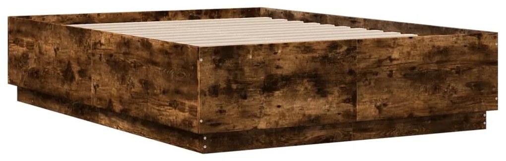 Estrutura cama c/ luzes LED derivados madeira carvalho fumado