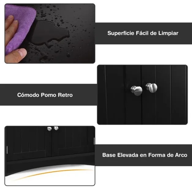 Estante de casa de banho com 3 prateleiras 1 gaveta 1 armário de arrumação Toalha Champô Gel Organizador de cozinha 60 x 32,5 x 122 cm Preto