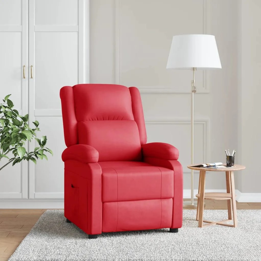 322441 vidaXL Poltrona reclinável couro artificial vermelho