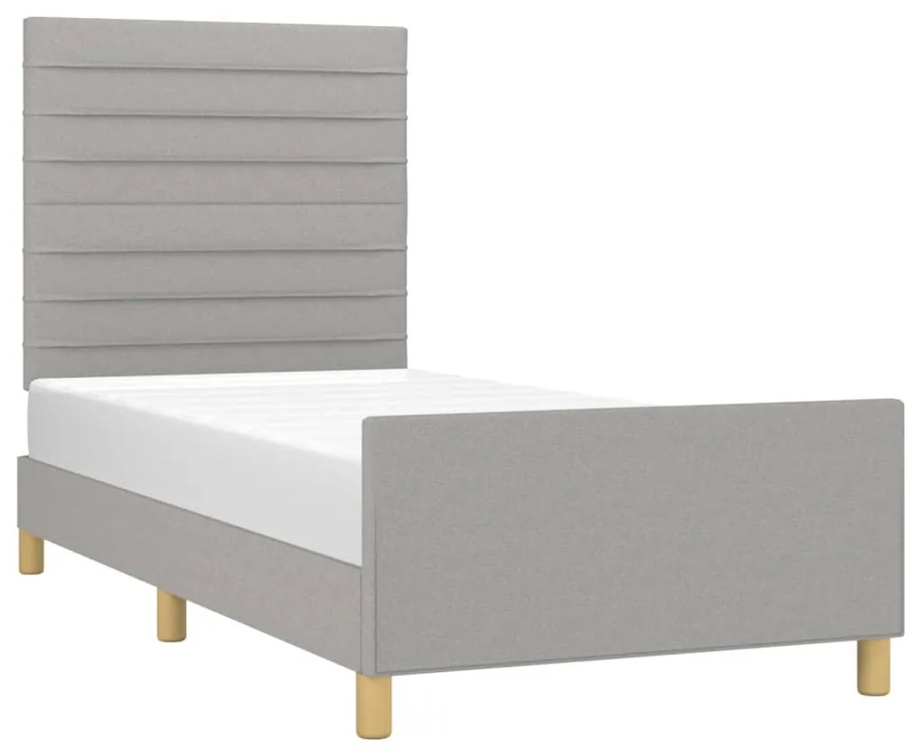 Estrutura de cama sem colchão 90x200 cm tecido cinzento-claro