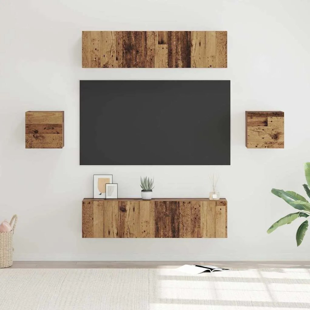 Conjunto de móvel de TV Montado na parede com armazenamento com porta
