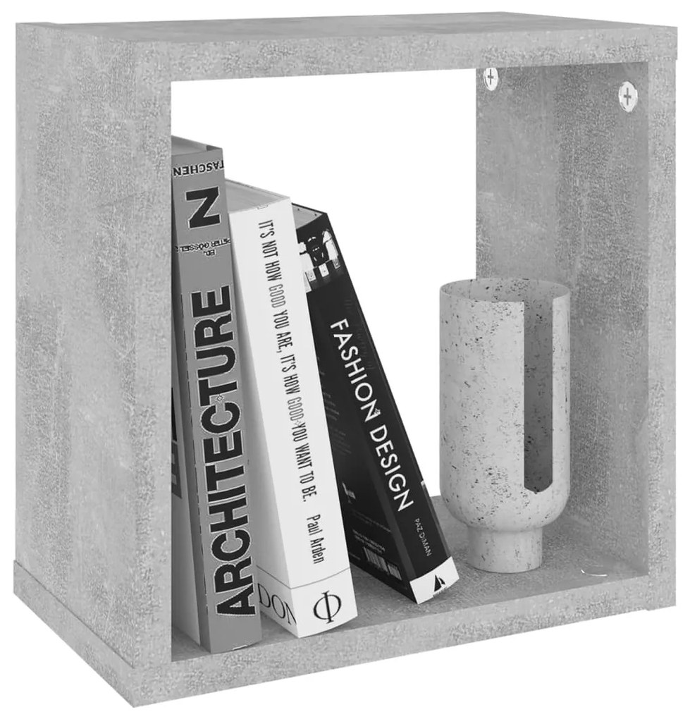 Prateleiras parede forma de cubo 6pcs 26x15x26 cm cinza cimento