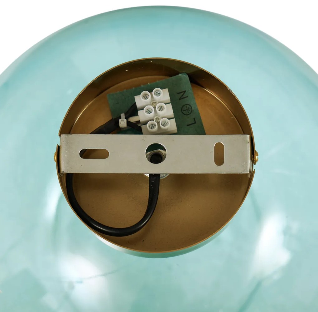 Plafon Art Déco em latão com vidro azul - Sandra