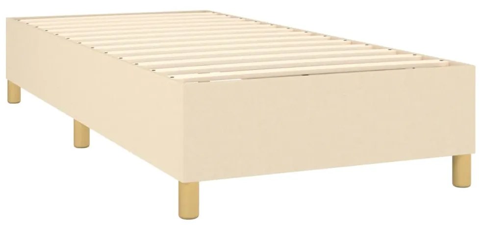 Cama box spring c/ colchão e LED 90x200 cm tecido cor creme