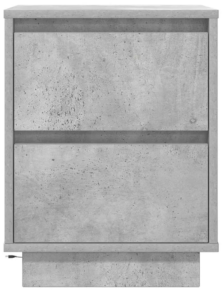 Mesas cabeceira c/ luzes LED 2 pcs 38x34x50 cm cinzento-cimento