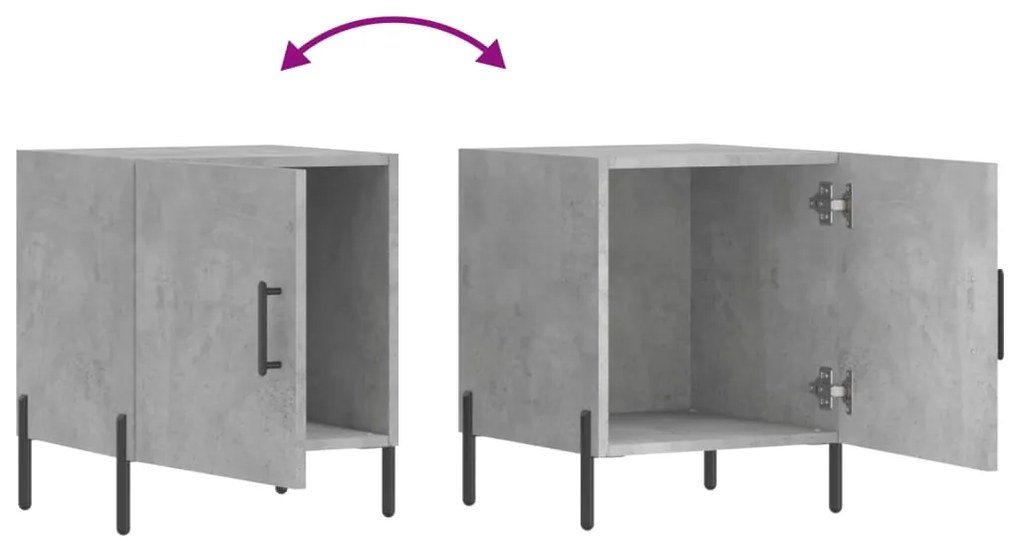Mesa cabeceira 2pcs 40x40x50 cm derivados madeira cinza cimento