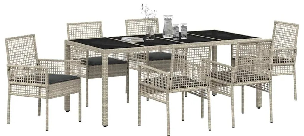 Conjunto de Jantar para Jardim 7 pcs Cinzento-claro