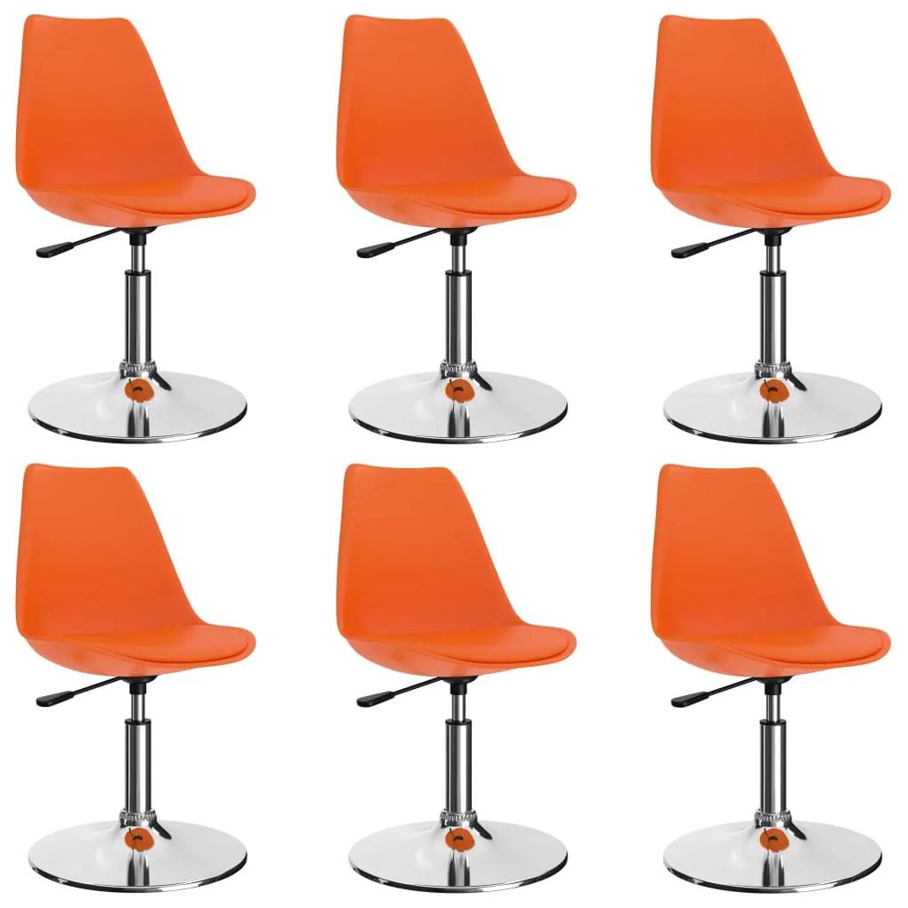 3059403 vidaXL Cadeiras de jantar giratórias 6 pcs couro artificial laranja