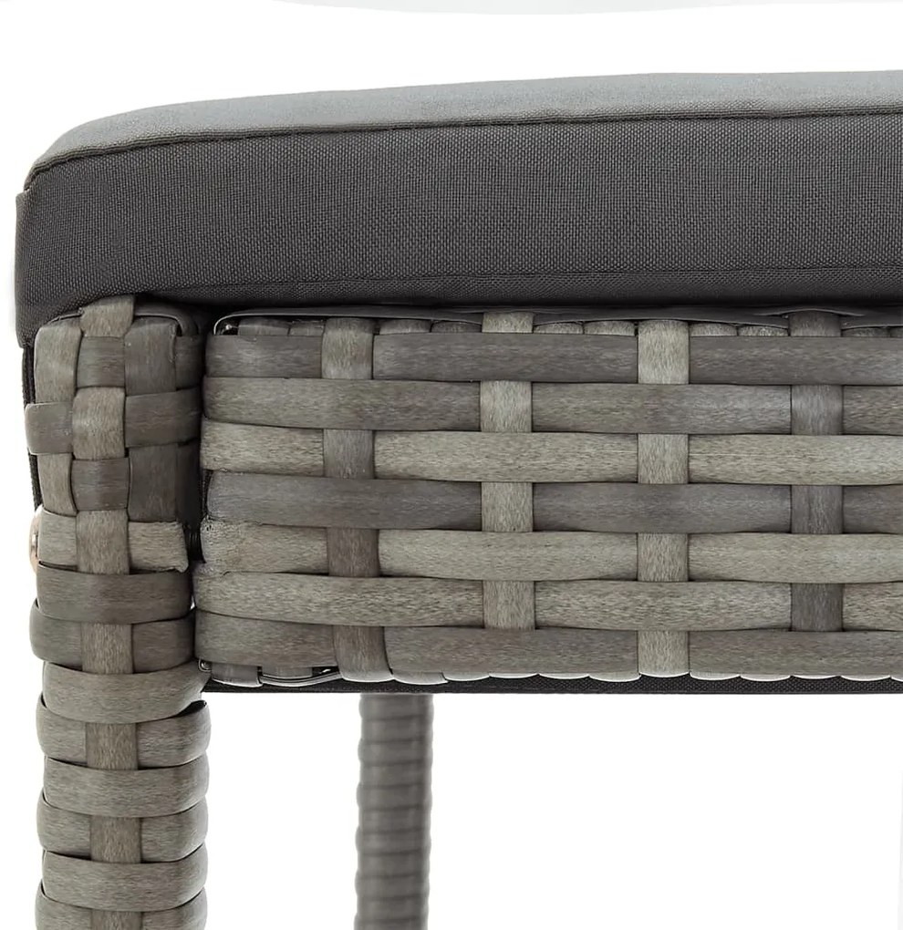 3 pcs conjunto de bar p/ jardim acácia maciça/vime PE cinzento