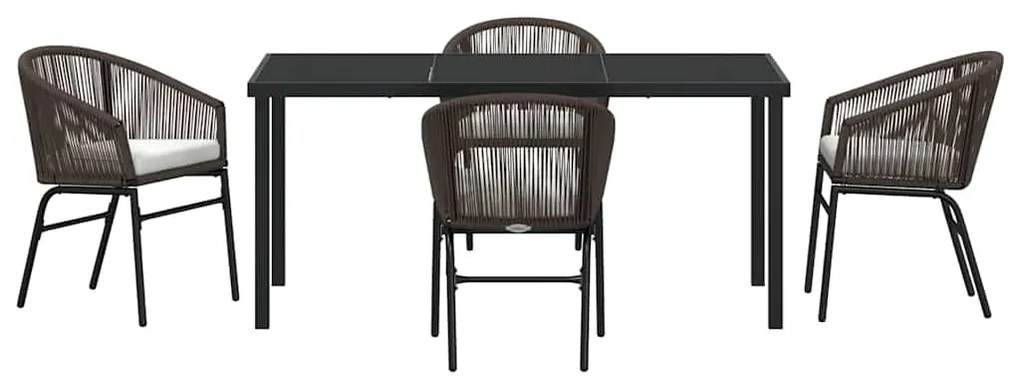 Conjunto de Jantar de Jardim com 5 Peças e Almofadas em Rattan de Poli