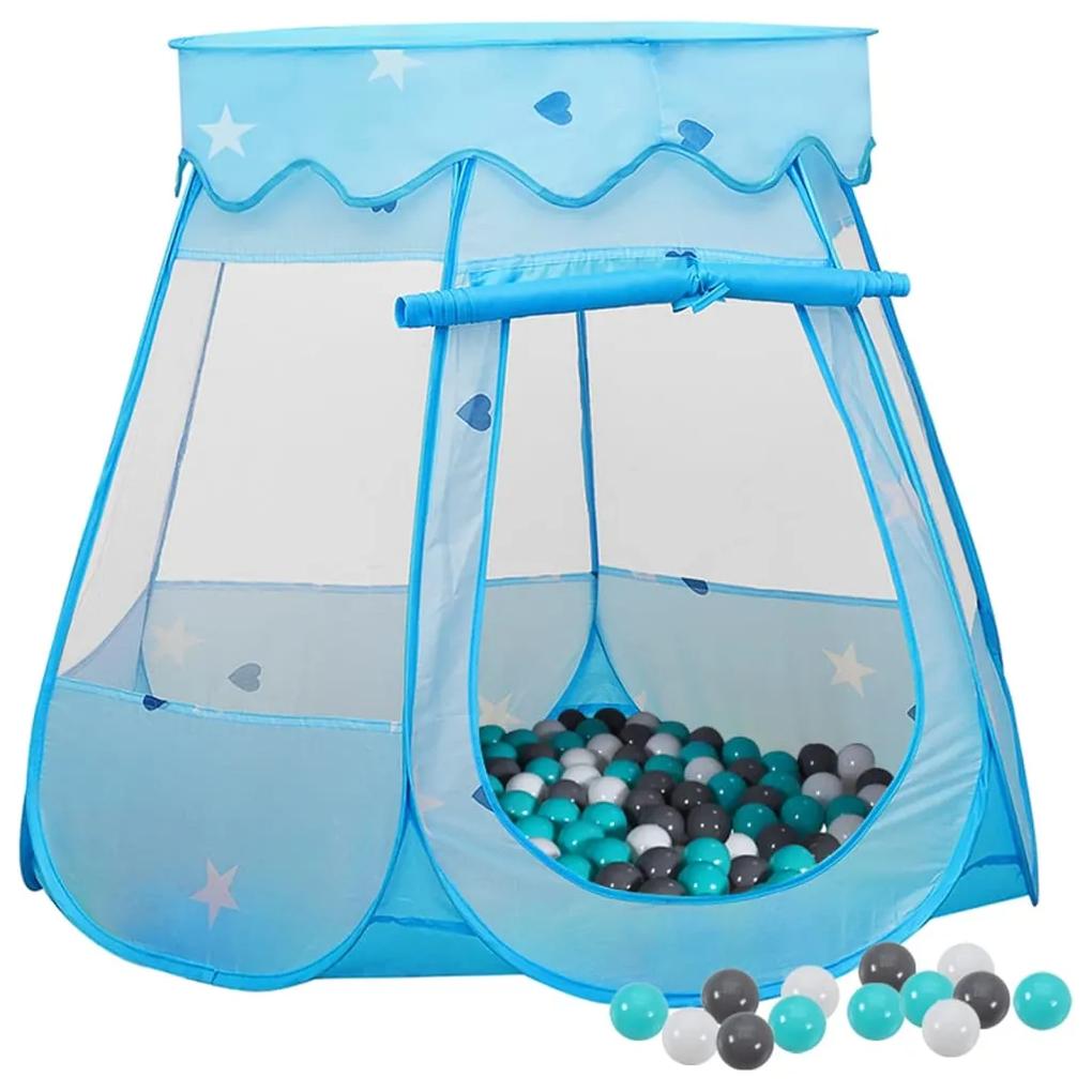 3107722 vidaXL Tenda de brincar infantil com 250 bolas 102x102x82 cm azul