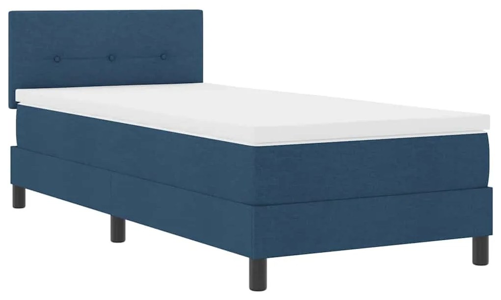 Cama Box com Colchão Azul 100x200 cm Tecido