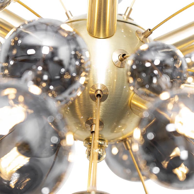 Candeeiro de suspensão design latão com vidro fumê 8 luzes - Explode