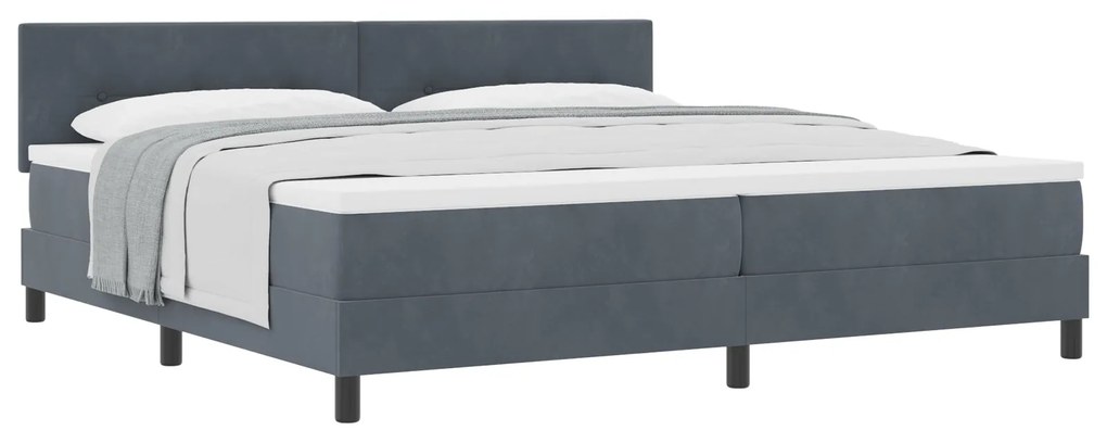 Cama Box Spring com Colchão vidaXL Cinza Escuro 200x200 cm Veludo