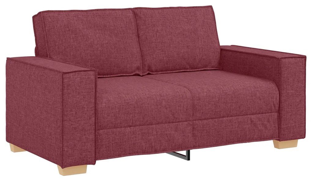 Conjunto de Sofá de 3 Peças com Almofadas Vermelho Vinho