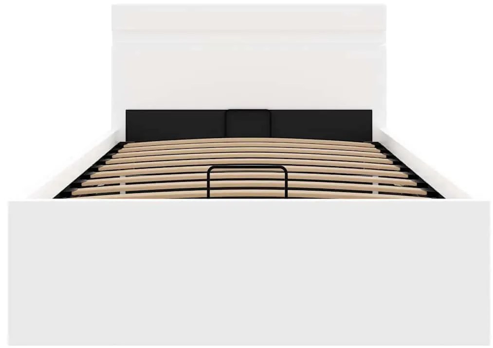 Cama hidráulica c/ arrumação LED 90x200cm couro artifi. branco