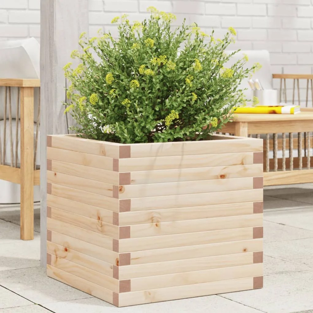 vidaXL Vaso/floreira de jardim 50x50x46 cm madeira de pinho maciça