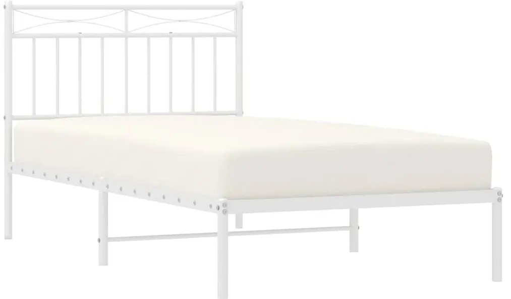 Estrutura de cama com cabeceira 100x190 cm metal branco