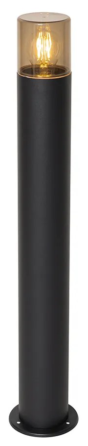 Candeeiro de pé para exterior preto com cúpula fumada 70 cm - Odense Moderno