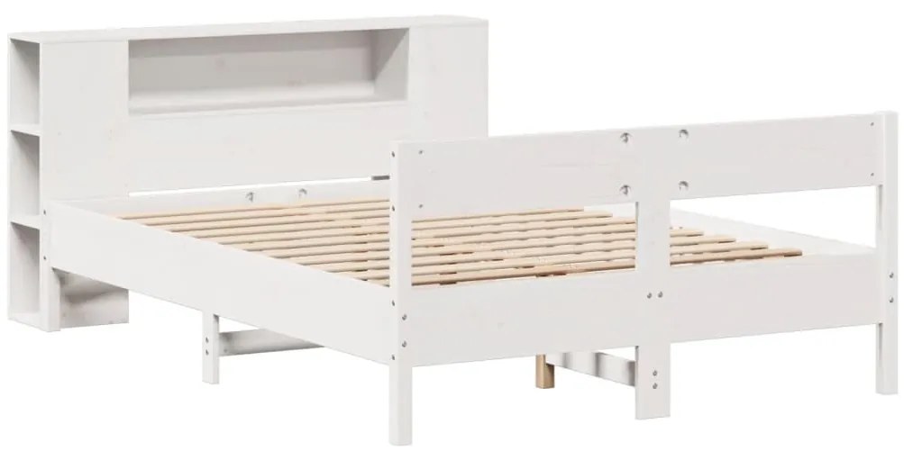 Cama com estante sem colchão 120x200 cm pinho maciço branco
