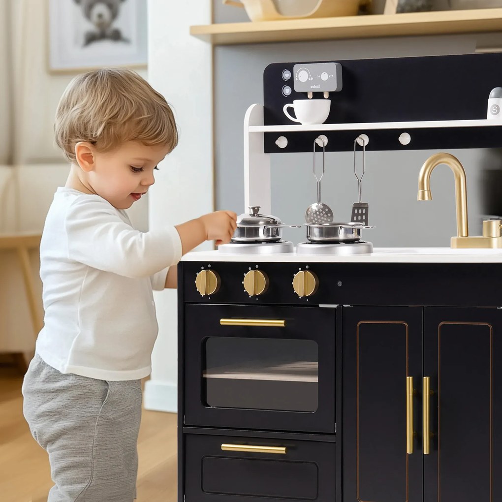 Cozinha Brincar de Madeira 80 x 57,6 x 49,5 cm Obsidian