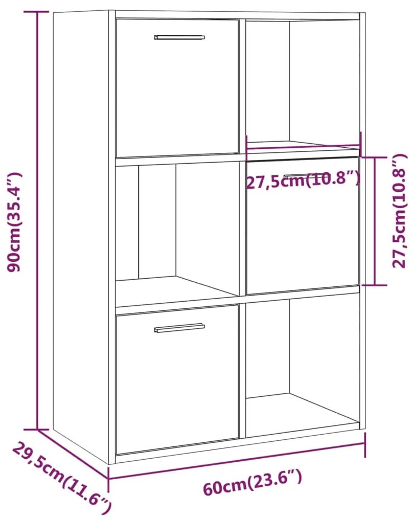 Armário arrumação 60x29,5x90 cm cor cinzento sonoma