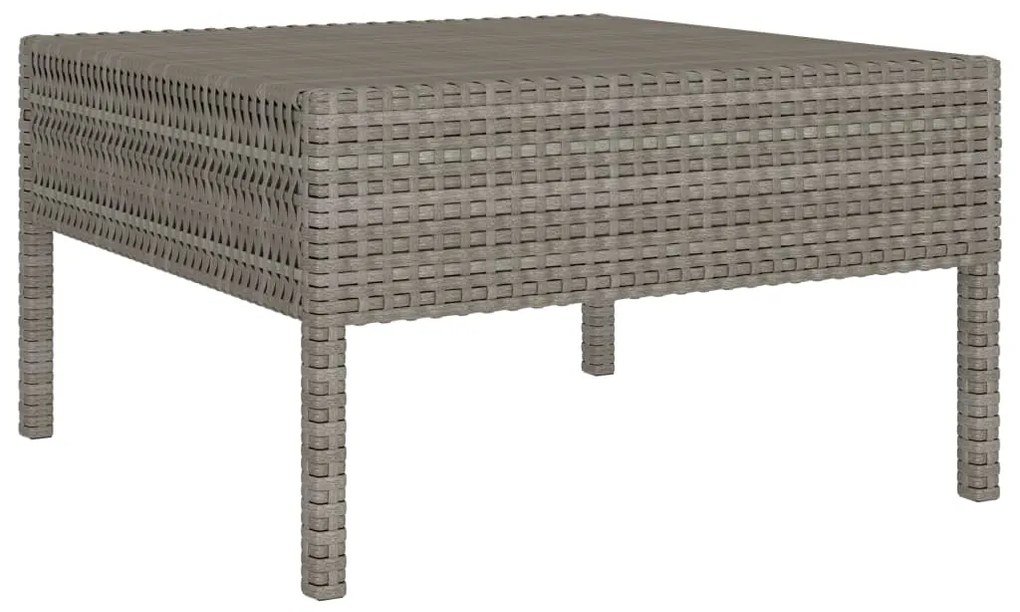 10 pcs conjunto lounge de jardim c/ almofadões vime PE cinzento